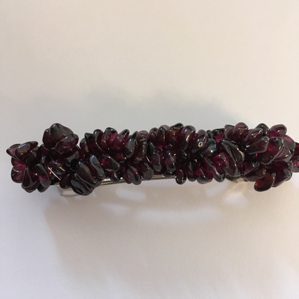 Semi precious garnet chips hand wrapped barrette